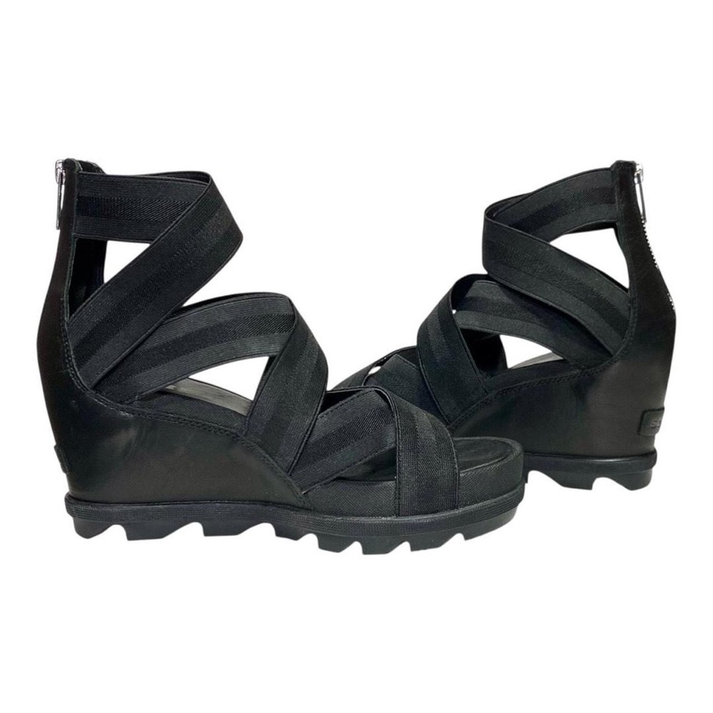 Sorel Black Strappy Wedge Sandals 8 Free Shipping! - Picture 9 of 10